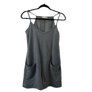 Ultra Flirt Gray Strappy Short Romper Knit Pockets Womens Size S